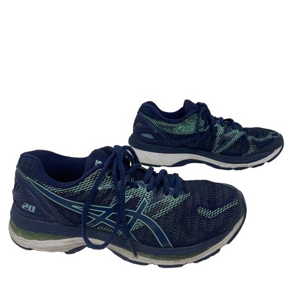 Asics Gel Nimbus 20 Mens Sneakers Running Shoes Blue Green Mesh Size 8 - Picture 1 of 13